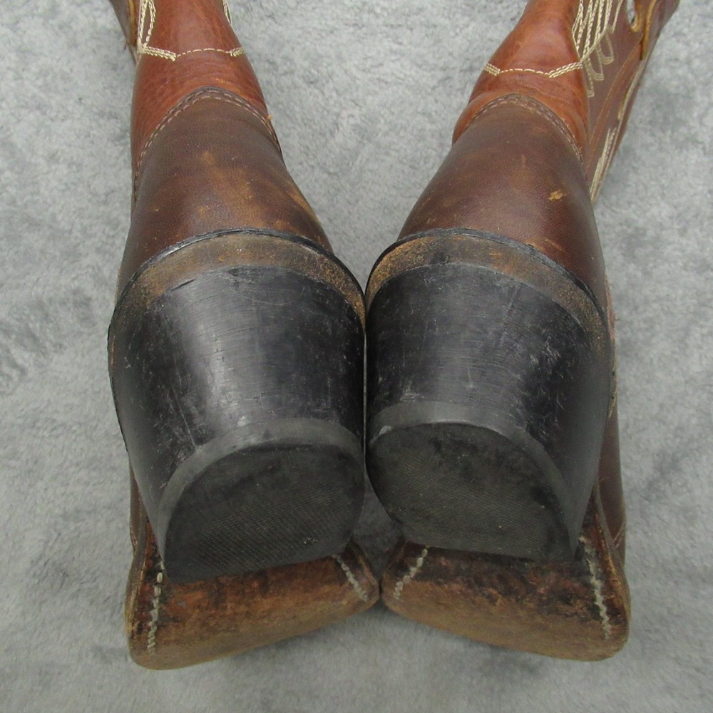 Double H Boots Women 6.5M Brown Leather Embroidery Cowgirl Western Riding USA - Picture 14 of 16